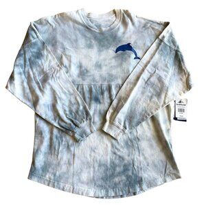 NEW SeaWorld Orlando Rescue Spirit Jersey Dolphin Tie Dye Blue Grey - Size Small